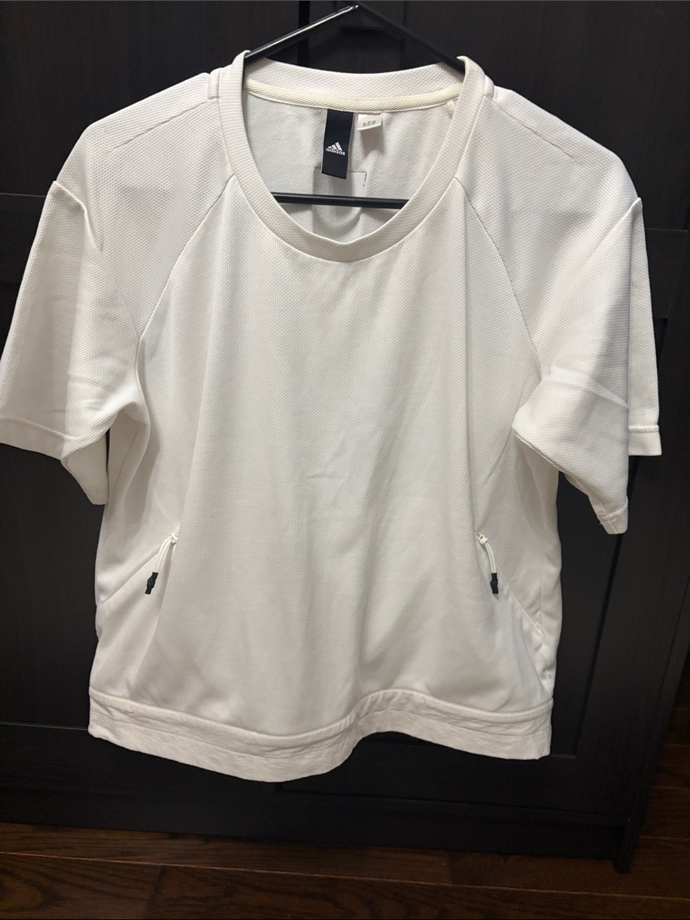 adidas White Short-Sleeve Performance Sweatshirt